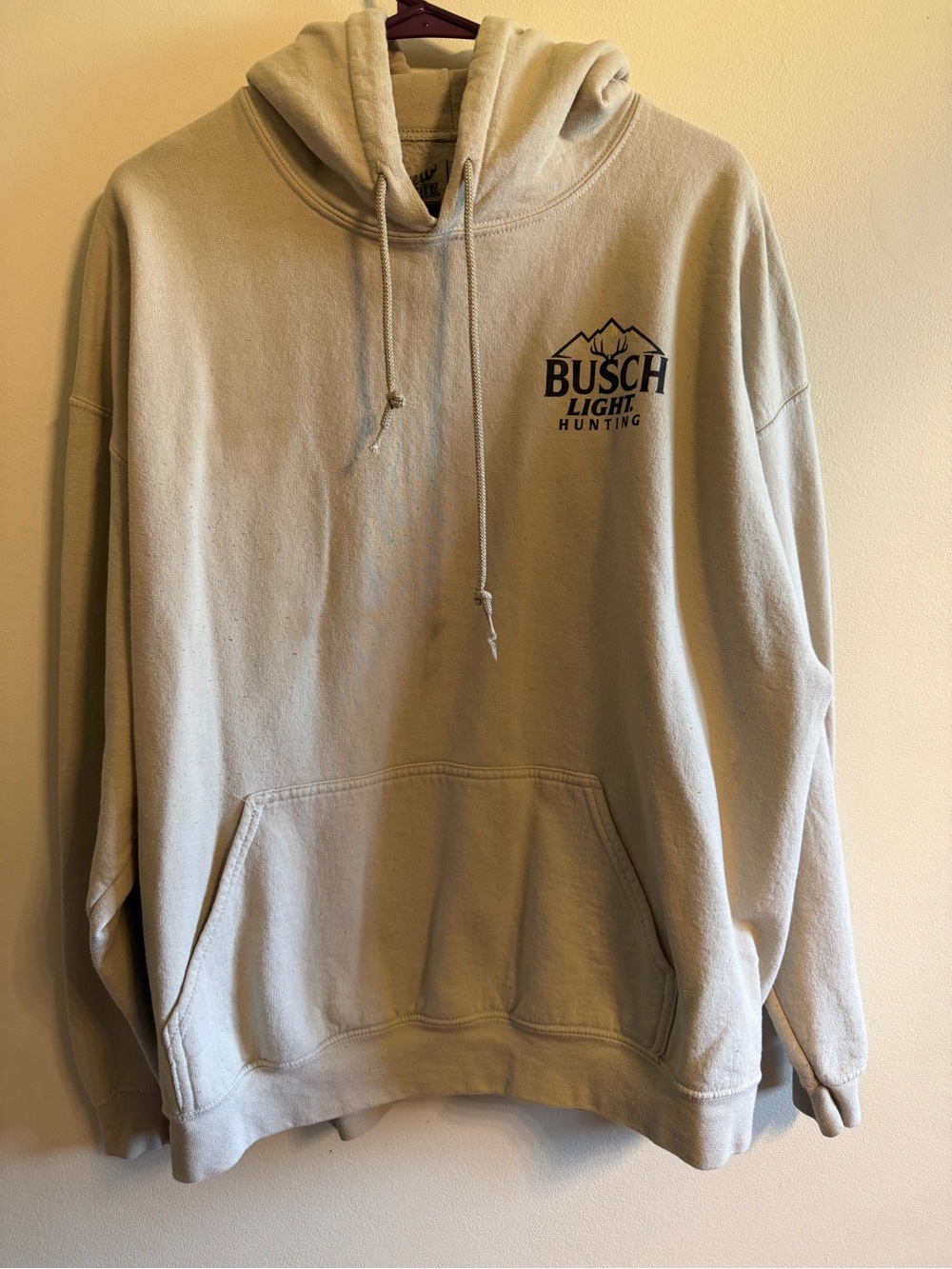 Men's Cream Graphic Hoodie - Busch light hunting XL - Picture 3 of 7